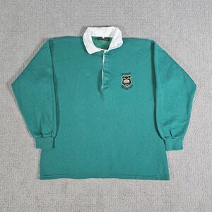 Oxford Teal Long-Sleeve Rugby Polo with White Collar